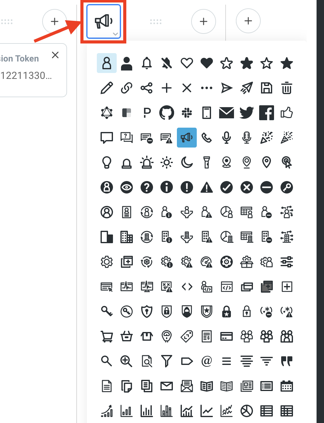 select icon for new column