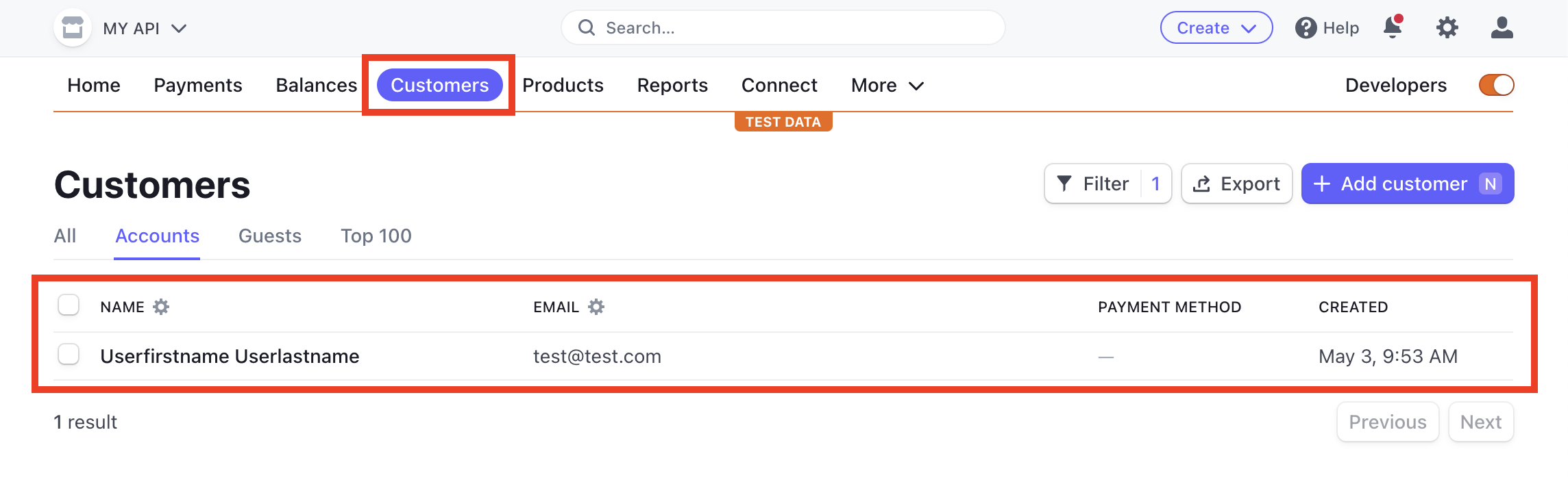 Stripe Newly Created Customer
