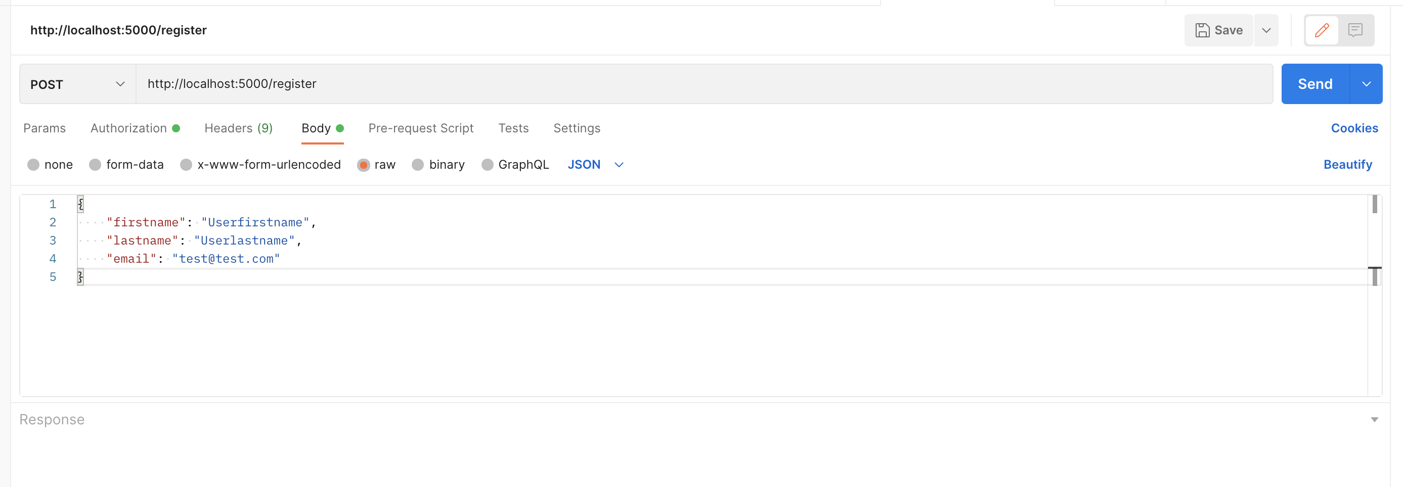 Postman Request Example