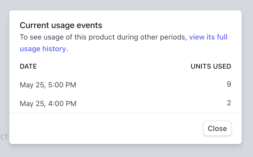 Usage statistics in Stripe