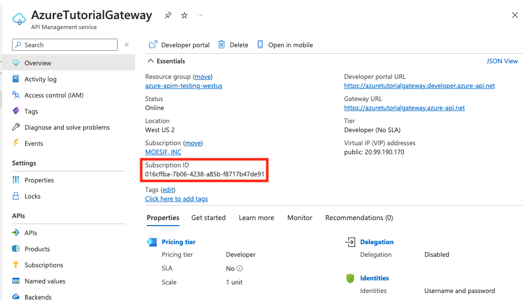 Azure subscription ID