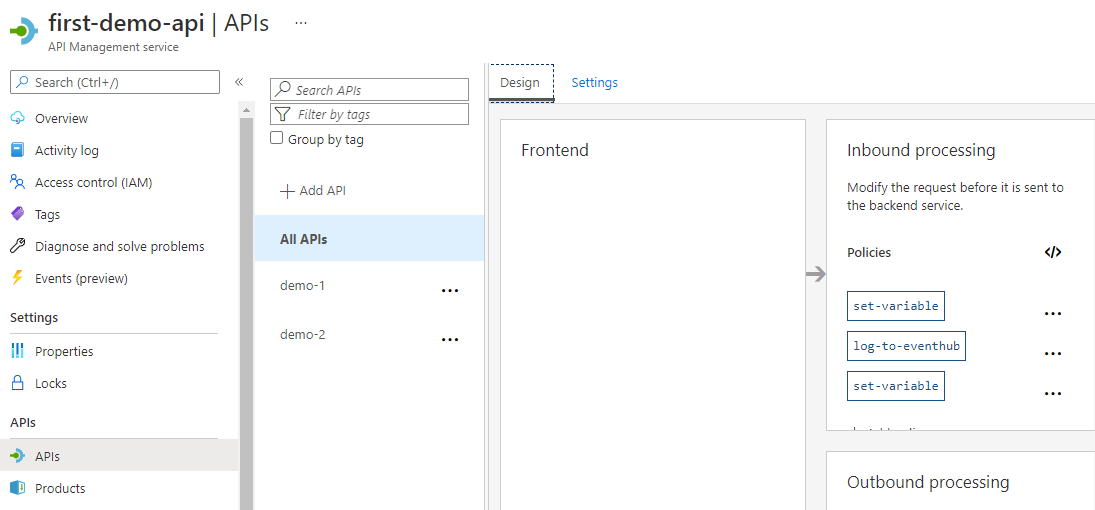 Azure API-Management dashboard