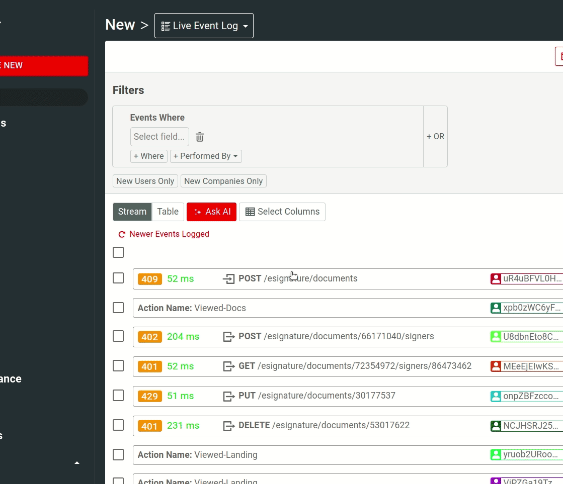 Kong API log